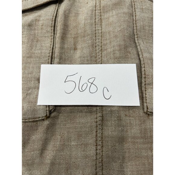 Trina Turk Beige Linen Blend Short Sleeve Lace-Up Front Utility Dress Sz 2 - Picture 8 of 10